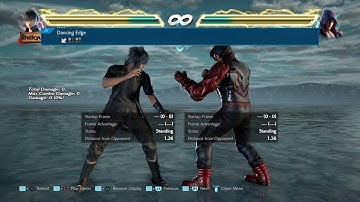 Noctis movelist with frame data display (opponent all block)