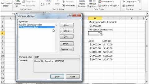 Excel 2010 Tutorial Using Scenario Manager Microsoft Training Lesson 26.2