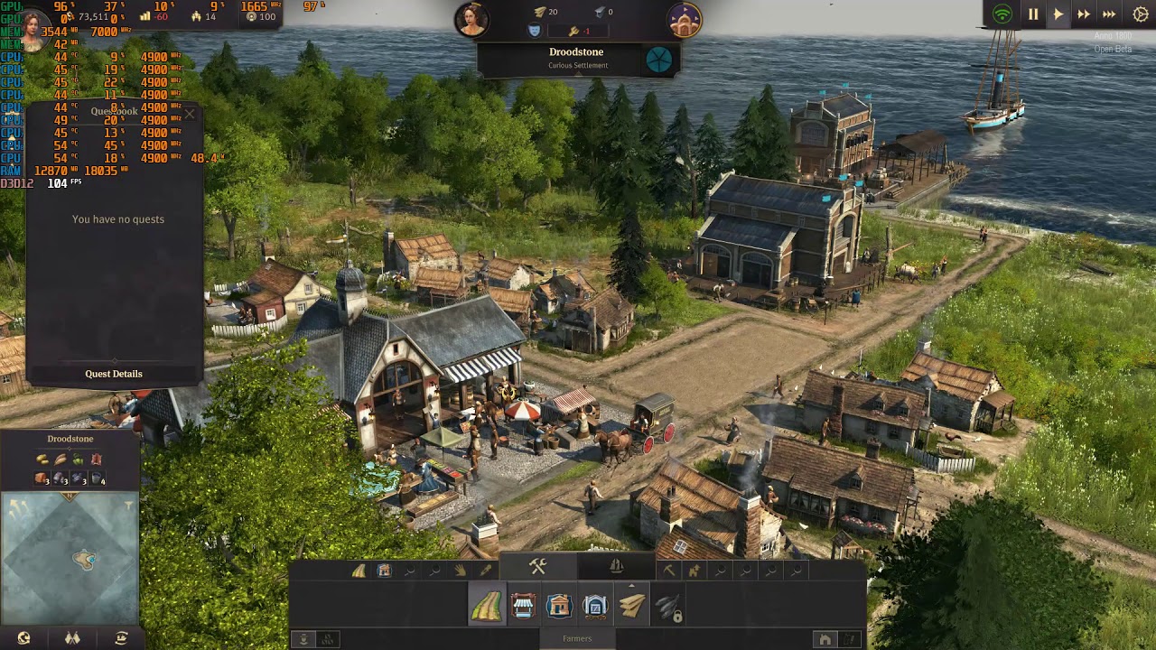 ANNO 1800 DX12 - RTX 2080 TI KFA2 OC - i7 9700K 4.9Ghz - BENCHMARK MAX ...