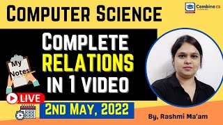 Relation in Discrete Math| Marathon Class UGC NET JRF 2022| Computer Science All Exams| Rashmi Ma'am