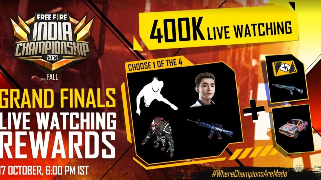 INDIA CHAMPIONSHIP || 400K Live Watching Rewards in Free fire