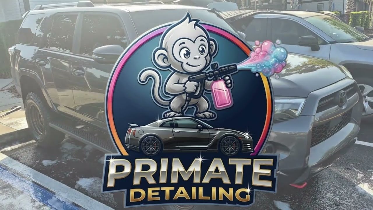 Gray Toyota 4Runner interior restoration by Primate Detailing in Jacksonville, featuring text overlays for Molecular Odor Neutralization and Thermal Fiber Extraction.