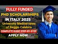 Fully Funded PhD Scholarships in Italy 2025 🇮🇹 | University Mediterranea of Reggio Calabria