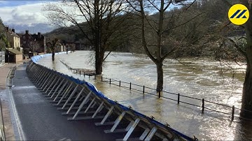 Ironbridge Flood Defences at risk of overtopping 2022 while 1.8m Geodesign Flood Barriers are up