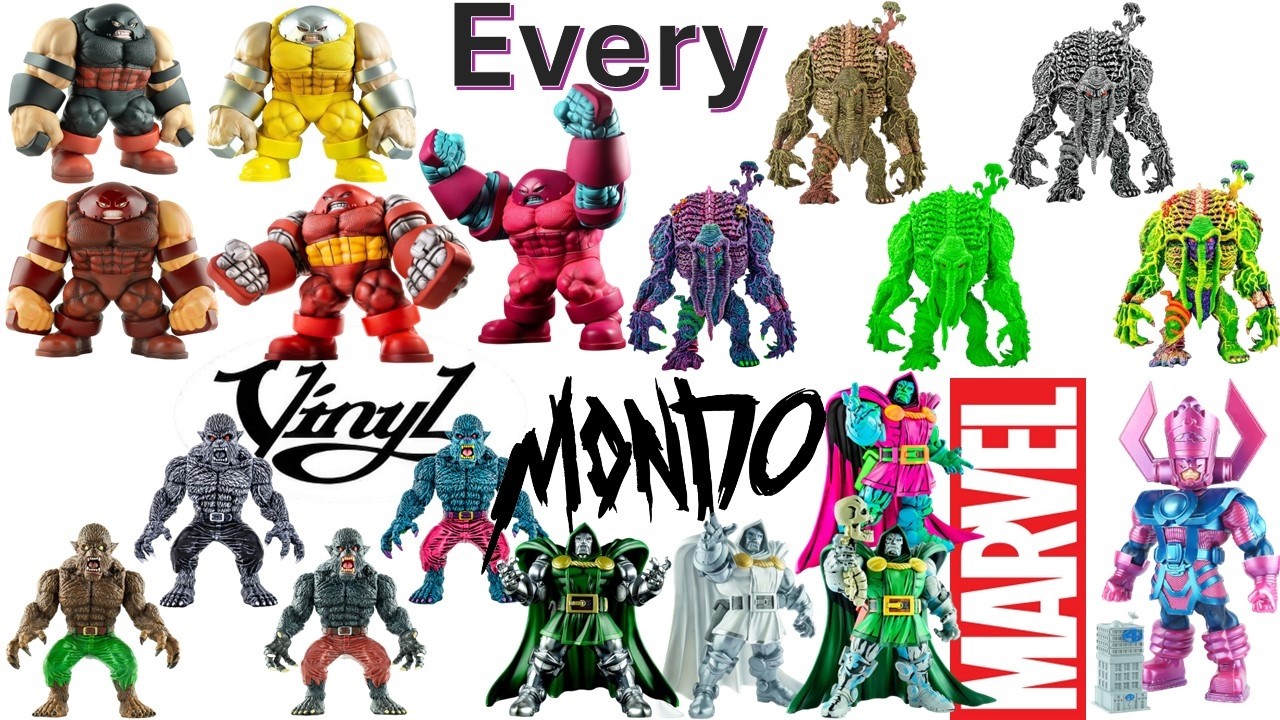 Список сравнений всех фигурок Marvel на мягком виниле Mondo: Дум, Джаггернаут, Человек-существо, ...