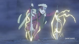 Boruto and Mizukage  battle with the Seven Ninja Swordsmen, Sarada Copies Lightning Jutsu
