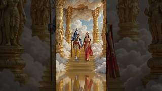 "Divine Descent: Shiva & Parvati in the Golden Realm"