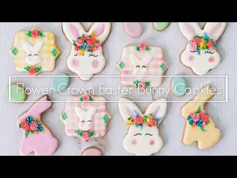 Flower Crown Easter Bunny Cookies