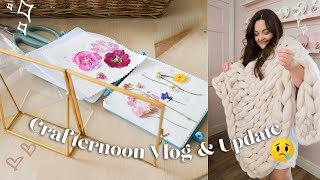 Vlog, crafternoon with me and pet update 🥲 ( Hand knit blanket and flower press)