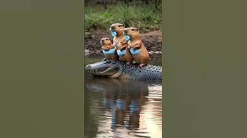Capybara and alligator trio #capybara #alligator #funny #video #ai #cute
