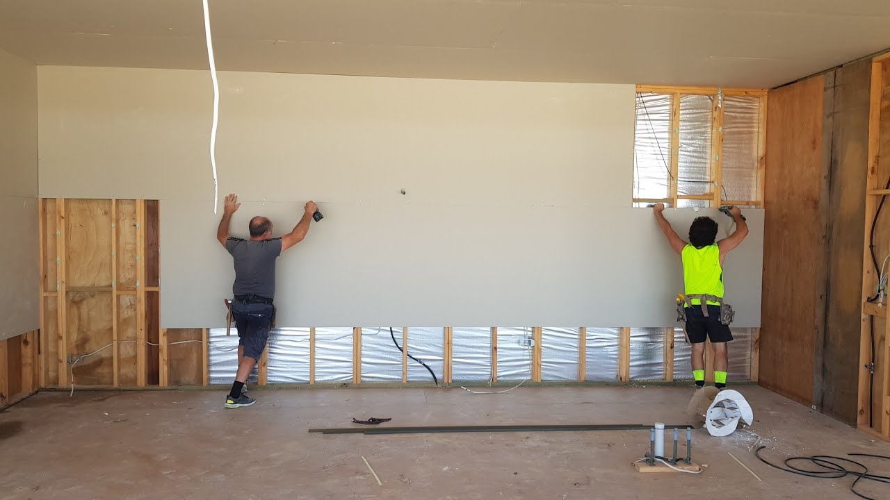 Drywall Construction Workers Sheet Walls YouTube