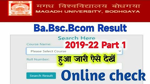 Magadh University Part 1 Result 2019-22 Result Check ~ @magadhuniversity.in