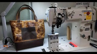 Sewing a Tote on a Post Bed Sewing Machine (double needle, split bar)