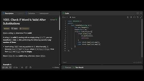 LeetCode 1003. Check If Word Is Valid After Substitutions