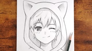 How to Draw a Cute Anime Boy with Hoodie | Easy Pencil Sketch screenshot 1