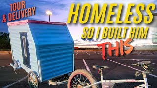 Surprising a Homeless Man with a Custom Bike Camper