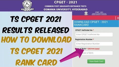 TS CPGET 2021 Results Released//How to Download TS CPGET 2021 Rank Card in Telugu