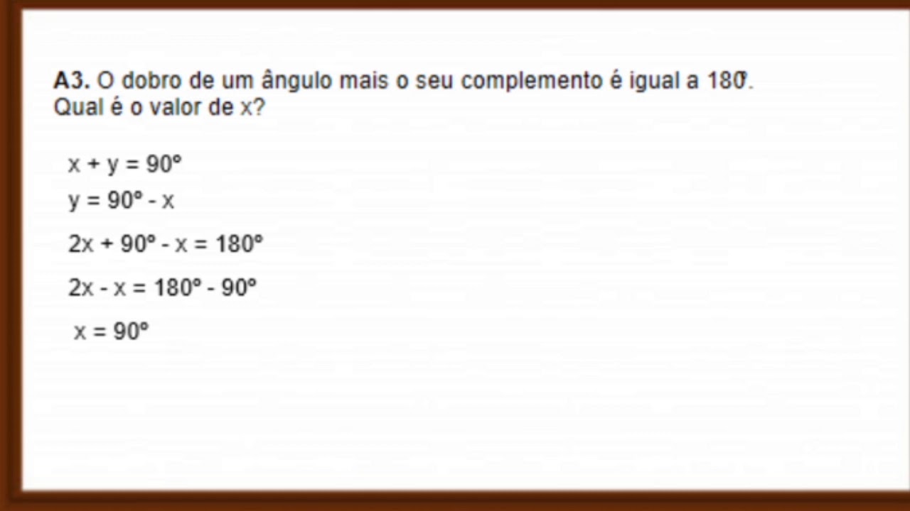 Ângulos complementares e suplementares exercícios - YouTube