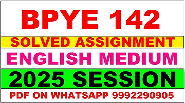 BPYE 142 solved assignment 2025 in English || BPYE 142 solved assignment 2025 || ignou BPYE142 2025