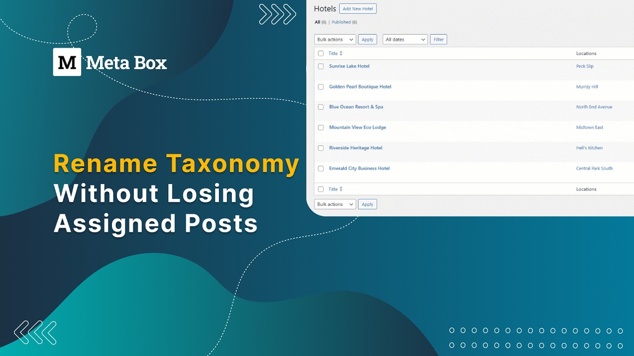 Meta Rename Rename Taxonomy Without Losing Assigned Posts | Meta Box Tutorial - YouTube