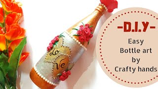 Easy bottle decor idea for beginners|Diy bottle decoration idea| Bottle art