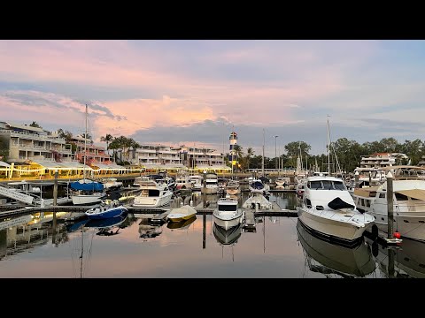 Thailand. Phuket Boat Lagoon yacht club. Beautiful sunset. Thai holidays. Evening in luxury place.