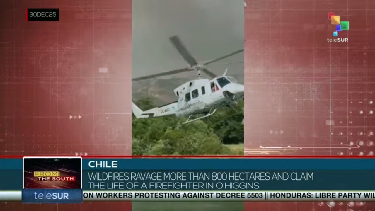 Лесные пожары в Чили опустошили более 800 гектаров и унесли жизнь пожарного.