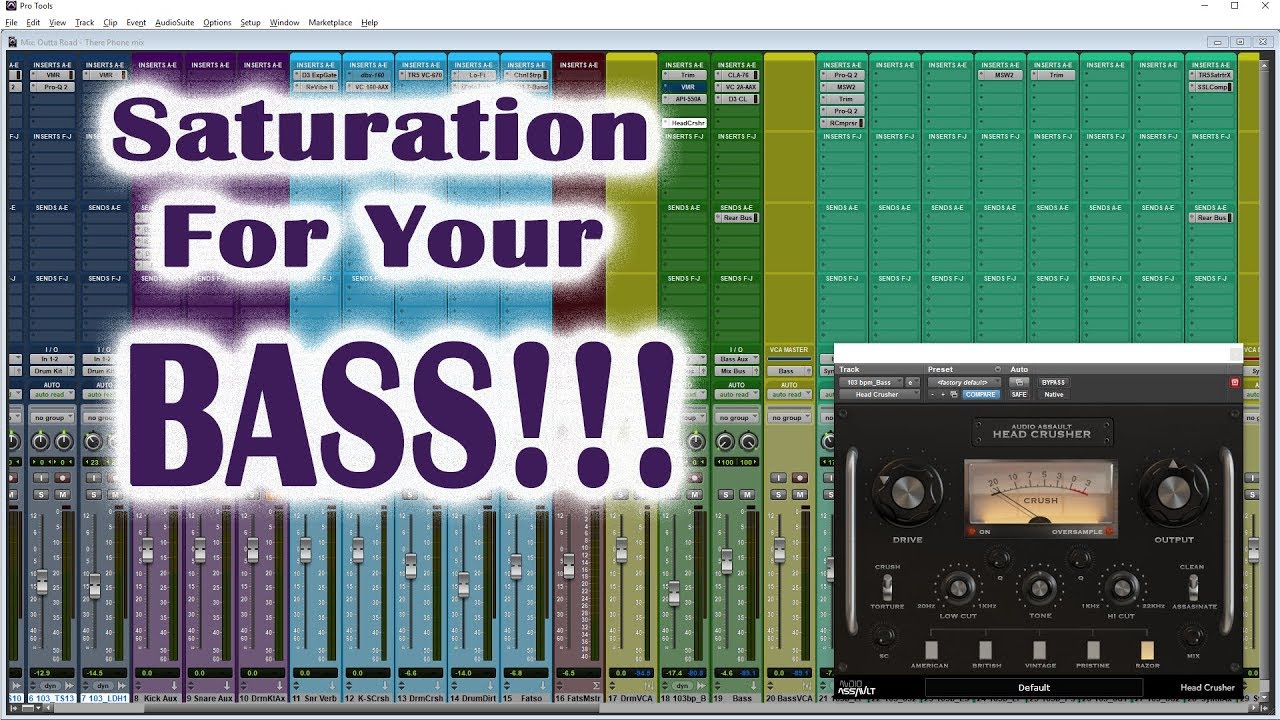 Saturating Bass In A Dancehall Mix | Using Distortion | Audio Assault "Headcrusher" Plugin AAX