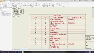 VEX Inventor Assemblies Tutorials: Creating a Parts List