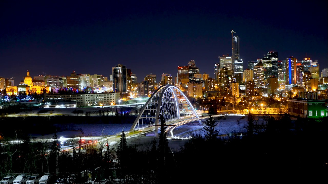 EDMONTON CITYSCAPE TIME-LAPSE (NIGHT) 4K