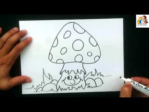 How to easily draw a mushroom - YouTube