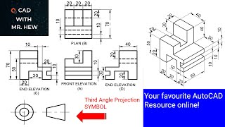Third angle projection drawing Part 5 of 5. How to add the projection symbol to the drawing AutoCAD Third angle projection drawing Part 5 of 5. How to add the projection symbol to the drawing AutoCAD
