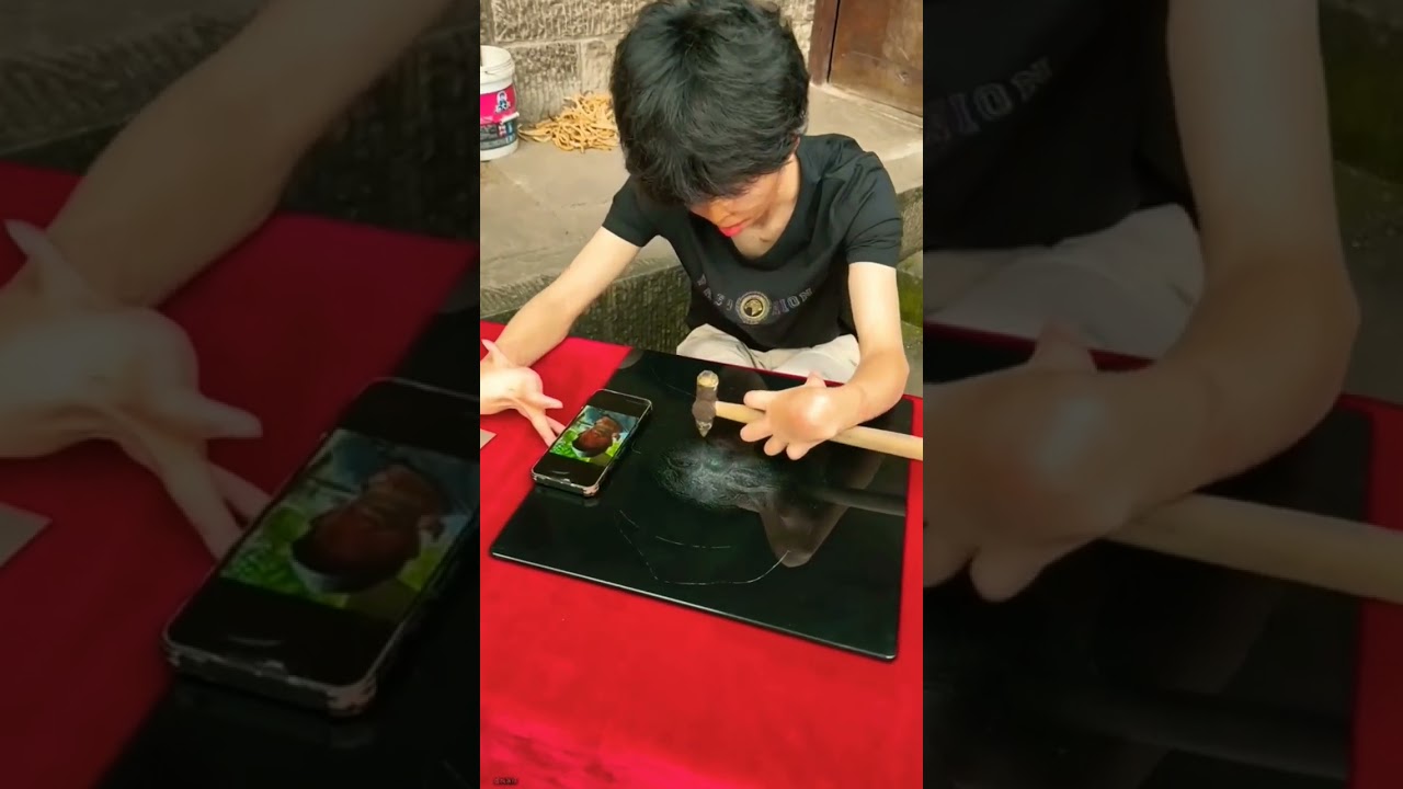 Beautiful Portrait of an Old Man Using Hammer ⚒️ and Glass 