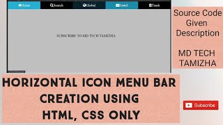 Horizontal Icon Menu Bar Creation Using Html, Css Only