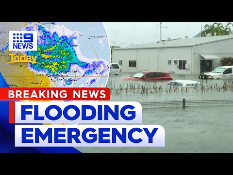 Cairns floods update: Nine people trapped on hospital roof as flood creeps in | 9 News Australia