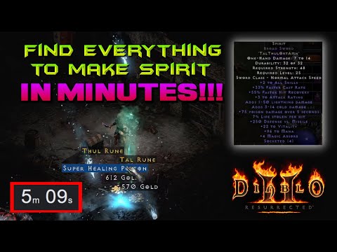 Diablo 2 Resurrected - How to Get everything to make spirit Sword in 5 Minutes
