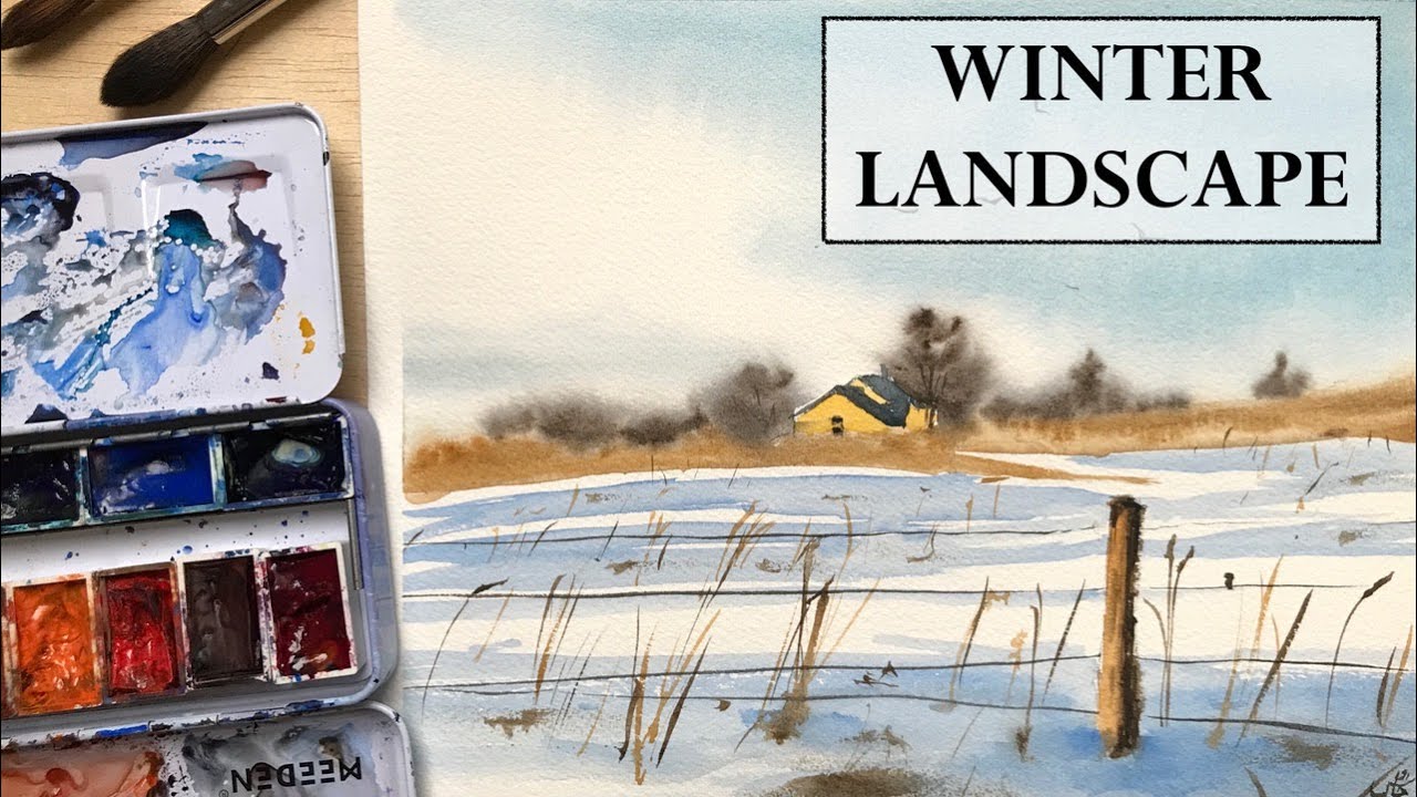 Winter Landscape - Full Painting Process - YouTube
