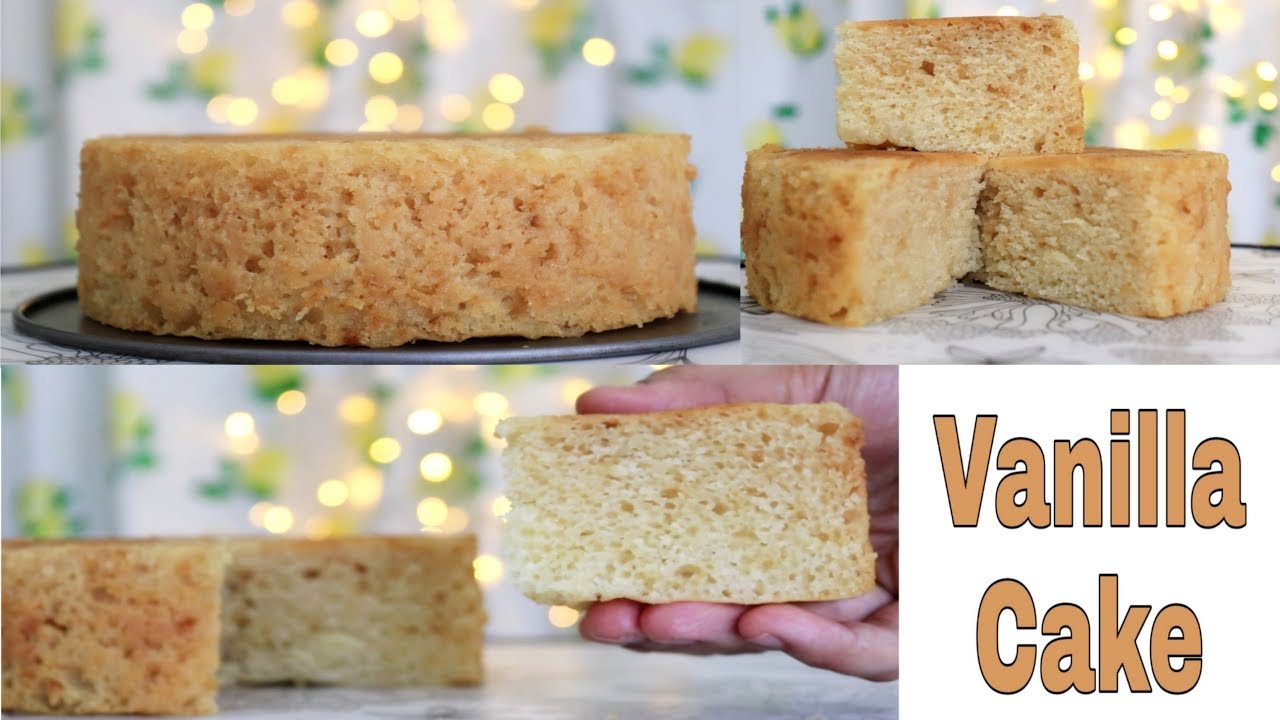 Eggless Vanilla Cake Without Oven Basic Vanilla Sponge Cake Easy eggless-vanilla-cake-without-oven-without-condensed-milk-and