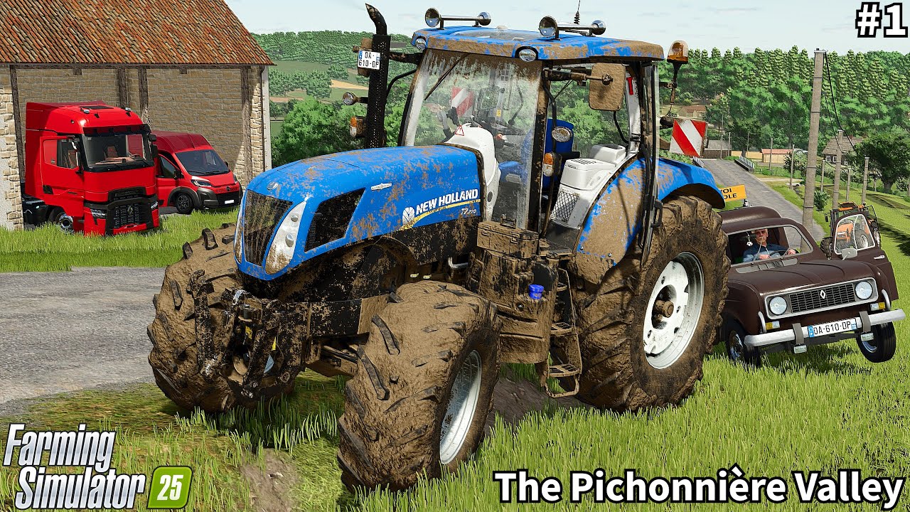 Awesome French Map, Making Alfalfa & Clover Hay Bales│Pichonnière Valley│FS 25│Timelapse1