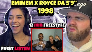 ROYCE AND EM WENT AT IT!! Eminem & Royce Da 5'9" - 12 Minutes Freestyle 1998 (Karen's First Listen)
