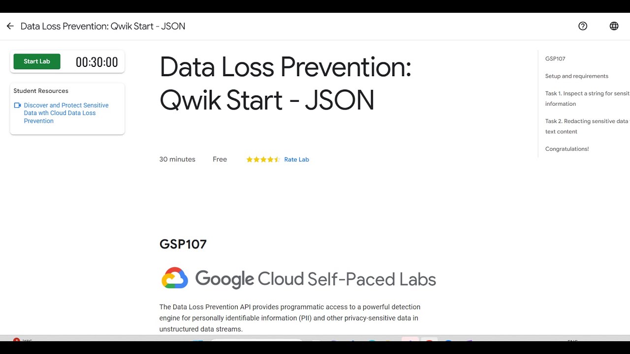 Data Loss Prevention Qwik Start JSON Solution | Google Cloud Arcade ...