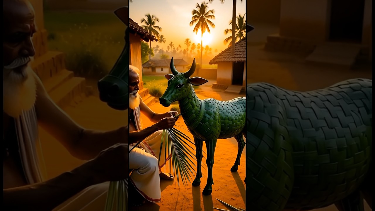 Palm Leaves se bani Gay aur Bachda 😱Rural Indian Art Craft🌿