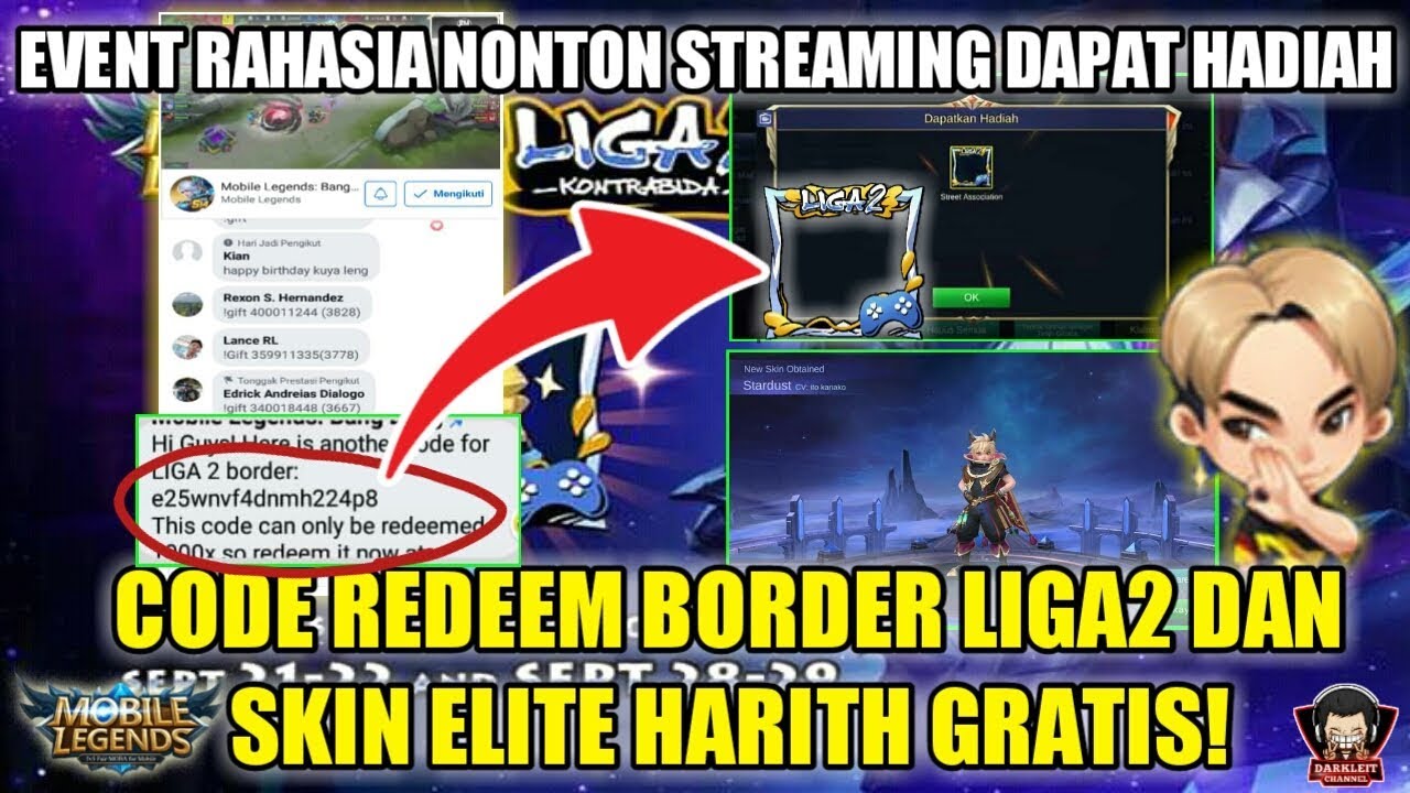 CODE REDEEM! DAPATKAN BORDER LIGA 2 DAN SKIN ELITE HARITH PERMANEN GRATIS! EVENT MLBB 2.0