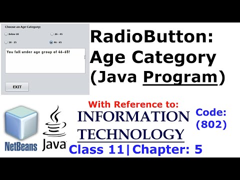 RadioButton Age Category Java Program | ARBX CodeX 2020 |With reference to: Ch5 Class 11- I.T. (802)