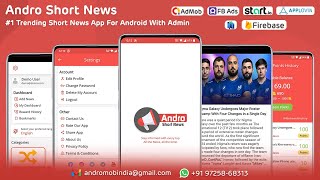 Andro Short News - Android Short News | Swipe Up News App Template Download - Envato - Codecanyon screenshot 1