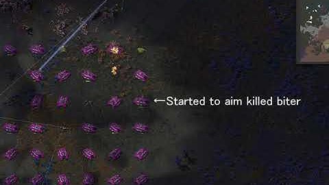 A detail of Miss-Fire of Laser Tank A.I. in Factorio AAI Vehicles: Laser Tank MOD