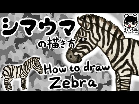 少しリアル目 シマウマの描き方 簡単 かわいいイラスト Youtube