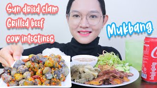 Tasty Grilled Beef + cow intestines + Sun dried clam Mukbang Eating | PAN Daily Life Style