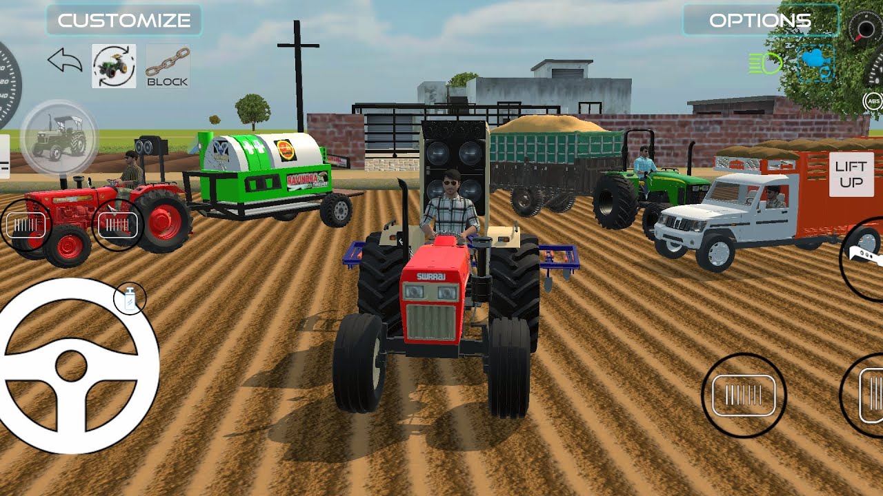 Farming Tractor 🌾|swarj with Cultivater|Pickup loading|Mahindra withThreser#androidgameplay #gaming 