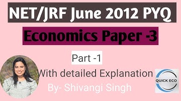 NET JUNE 2012 Economics PAPER 3| Economics PYQs| PART 1